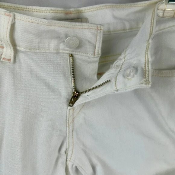 Levi's Denim Jean Shorts Women 27 White Stretch Low Rise Shorty Cuff Hem Booty - Picture 4 of 6